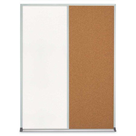 United Visual Products Single Door Radius Plus Corkboard, 36"X UV8002PLUS-WHITE-CLOUD